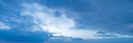 Panoramic view of evening sky. Large panorama of sunset skyの写真素材