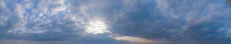 Panoramic view of evening sky. Large panorama of sunset skyの写真素材