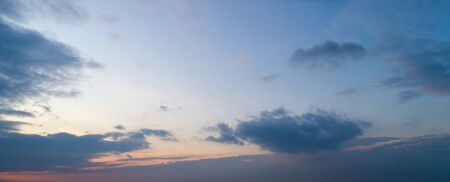 Panoramic view of evening sky. Large panorama of sunset skyの写真素材