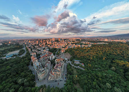 Evening sunset over Sofia city, Bulgaria