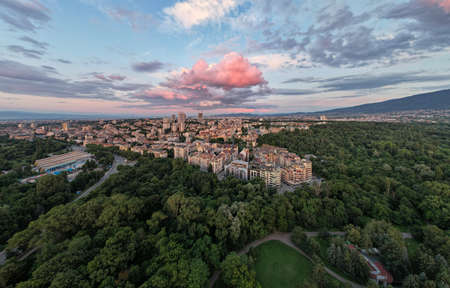 Evening sunset over Sofia city, Bulgariaの写真素材