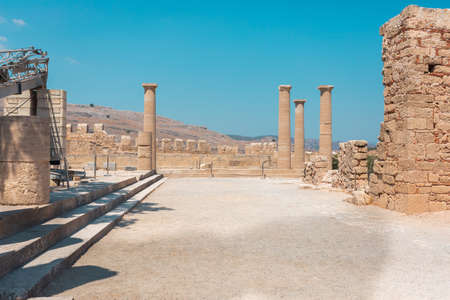 Acropolis in Lindos city, Rhodes island, Greeceの写真素材