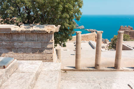 Acropolis in Lindos city, Rhodes island, Greeceの写真素材
