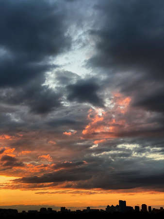 Beautiful sunset sky with a low cloudsの写真素材