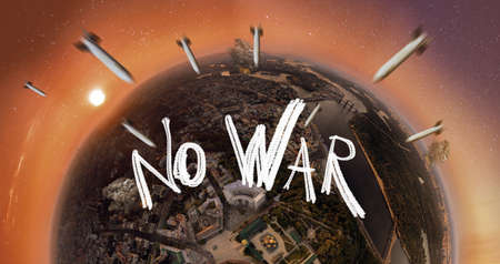 A big 360 degrees panorama of Kiev with projectileの写真素材