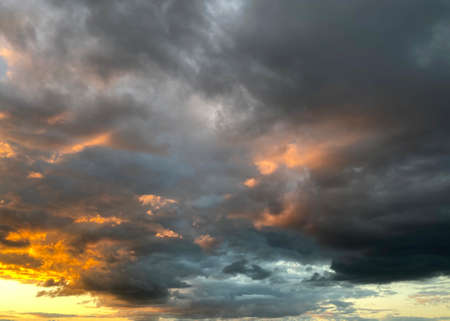 Beautiful sunset sky with a low clouds