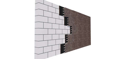 3d illustration of a wall with layers of finishesの写真素材