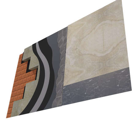 3 d layered wall. Isometric wall section layers.の写真素材