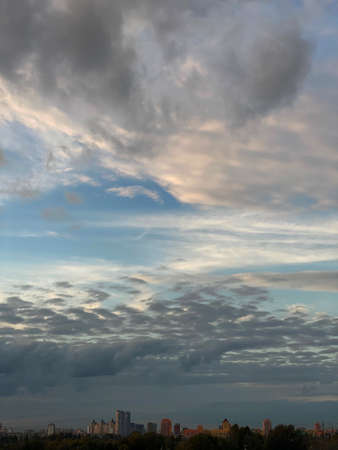 Beautiful sunset sky with a low cloudsの写真素材