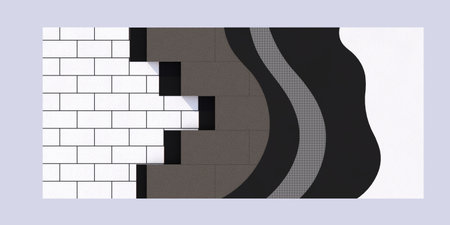 3d illustration of a wall with layers of finishesの写真素材
