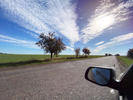 Field against clear blue sky in sunny weather, Ukraineの写真素材