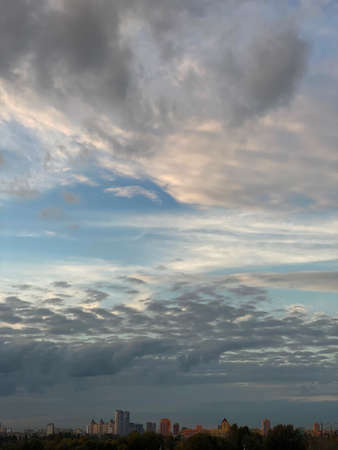 Beautiful sunset sky with a low cloudsの写真素材