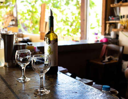 Wine tasting at the winery in Greece, winemaking conceptの写真素材