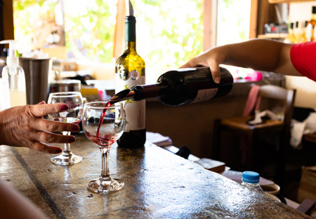 Wine tasting at the winery in Greece, winemaking conceptの写真素材