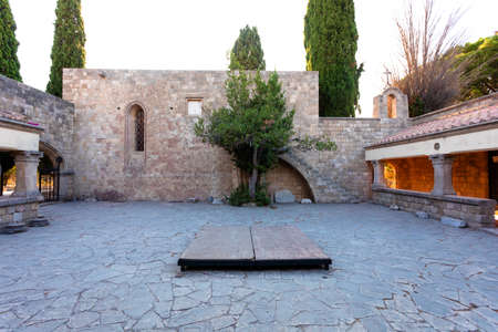 The territory of Filerimos Monastery on the island of Rhodes in Greeceの写真素材
