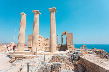 Acropolis in Lindos city, Rhodes island, Greeceのeditorial素材