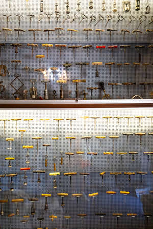 Collection of old corkscrew in Rhodes, Greece