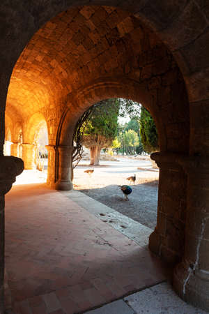 The territory of Filerimos Monastery on the island of Rhodes in Greeceの写真素材