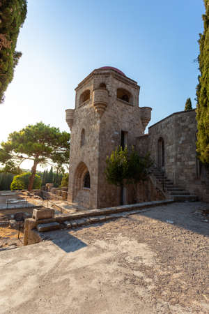 The territory of Filerimos Monastery on the island of Rhodes in Greeceの写真素材
