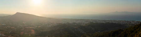 Beautiful mountain landscape at sunset, Rhodes, Greeceの写真素材
