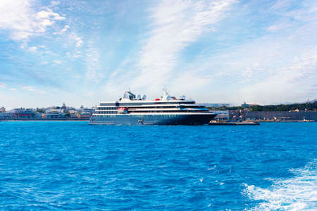 Cruise ship in the port of Rhodes, Greeceの写真素材