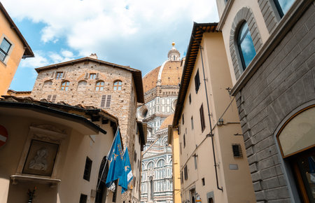 Cathedral of Santa Maria del Fiore with Duomo in Florence, Italyの写真素材