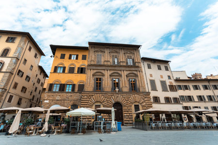 Piazza della Signoria at old town of Florence, Italy .の写真素材