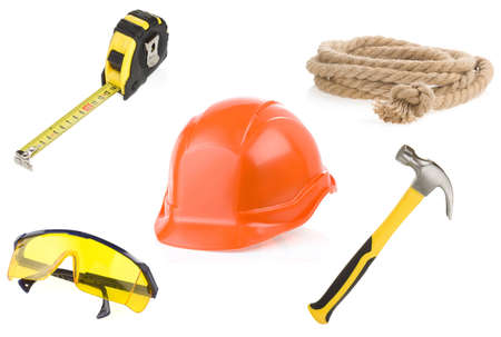 set of tools and instruments isolated on white backgroundの写真素材