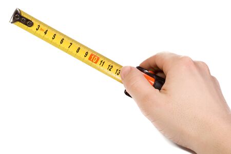 hand measuring by tape measure