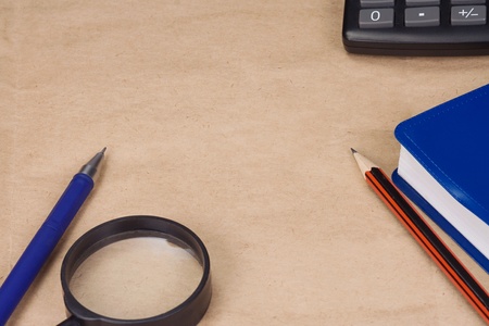 office accessory at brown paperの写真素材