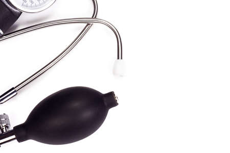 black stethoscope on white backgroundの写真素材