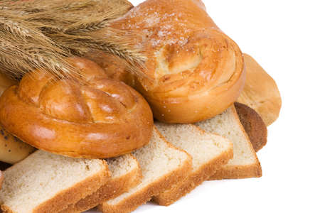 bakery products on white background;