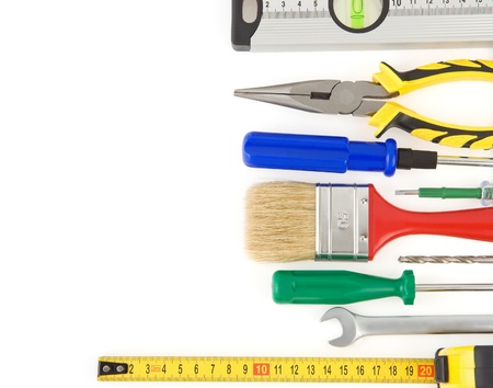 set of tools and instruments isolated on white background