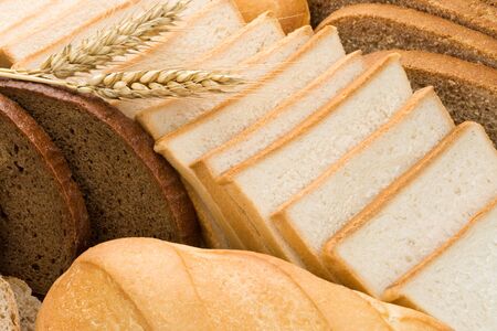 assortment of baked bread as background