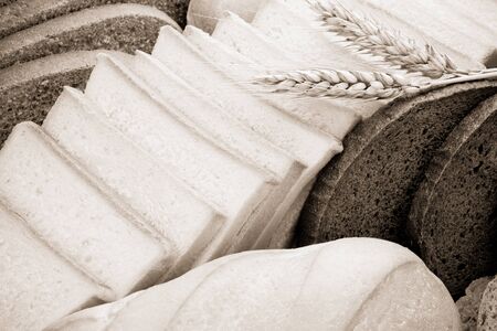 assortment of baked bread as background