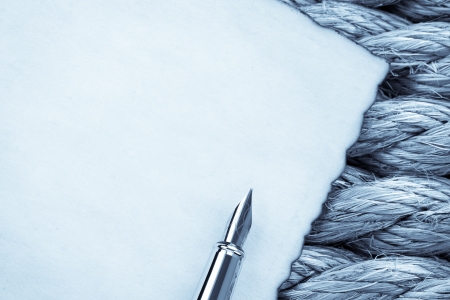 old paper background parchment at ship ropesの写真素材