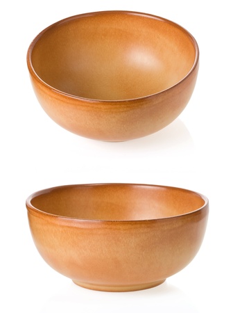 empty ceramic bowl isolated on whiteの写真素材