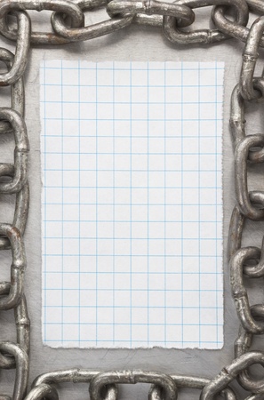 chain and paper on metal texture
