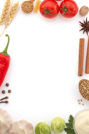 food ingredients and spices isolated on white backgroundの写真素材