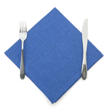 knife and fork isolated on white backgroundの写真素材