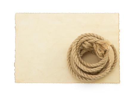 ship ropes on old vintage  paper background textureの写真素材
