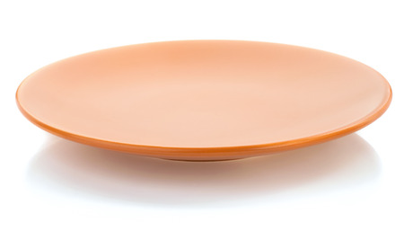 empty ceramic plate isolated on white backgroundの写真素材