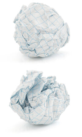 crumpled paper ball on white backgroundの写真素材