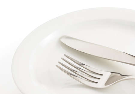 knife and fork on white background