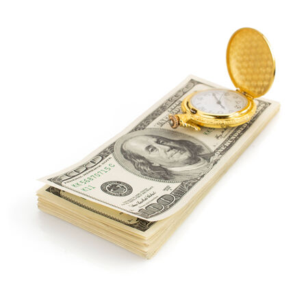 dollars money banknotes isolated on white backgroundの写真素材