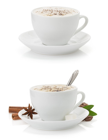 cup of coffee isolated on white backgroundの写真素材