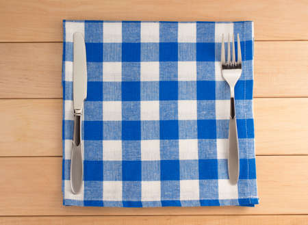 cloth napkin on wooden backgroundの写真素材
