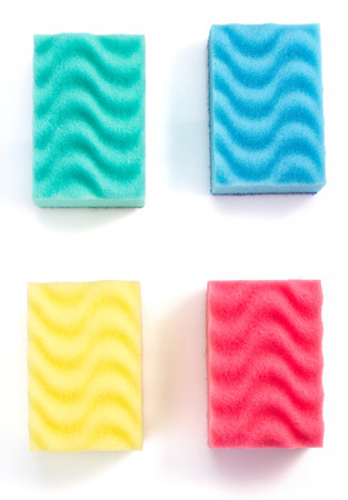 cleaning sponge isolated on white backgroundの写真素材