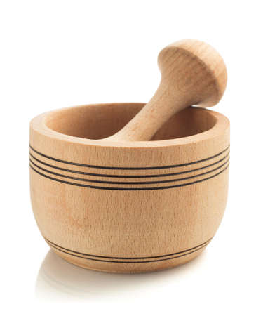 mortar and pestle isolated on white backgroundの写真素材