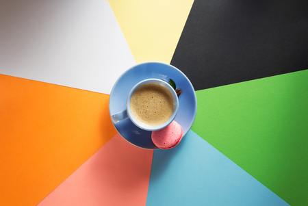 cup of coffee at colorful backgroundの写真素材